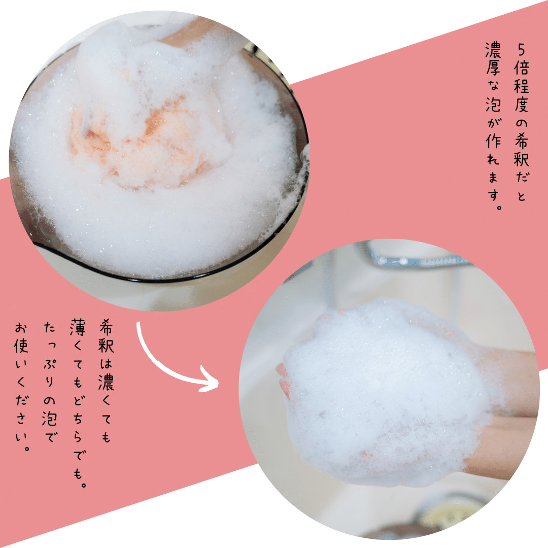 シャンプーをボディ用ネットで泡立てる方法
